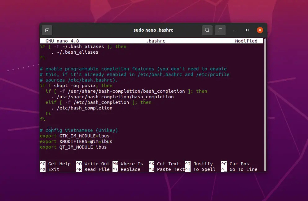Add Vietnamese input configuration to the bashrc file