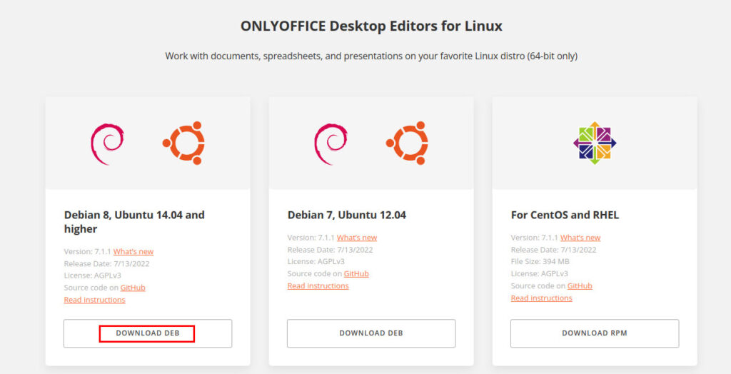 Download deb file onlyoffice for Linux