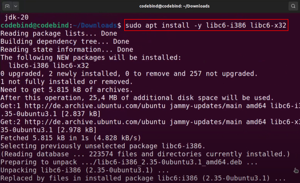 Install depend package for Java Ubuntu