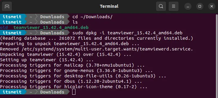 Install TeamViewer using command line