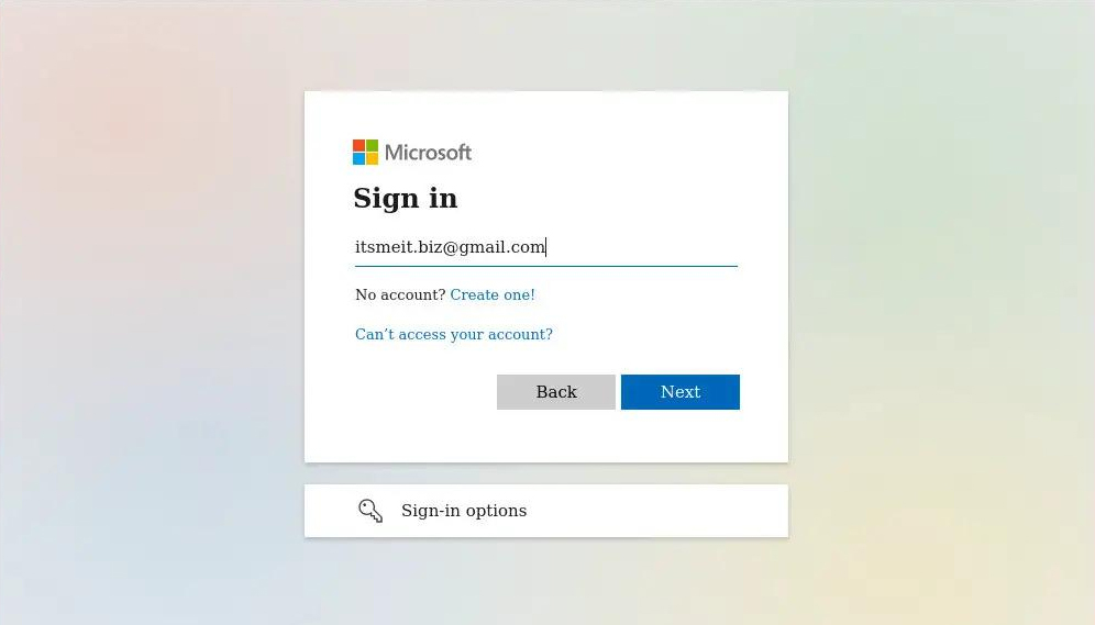 Office App login interface on Ubuntu