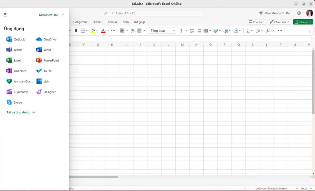Excel App Interface on Ubuntu