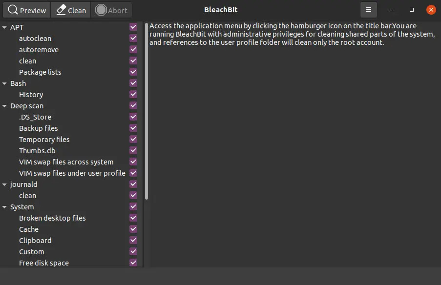 select files to clean up ubuntu