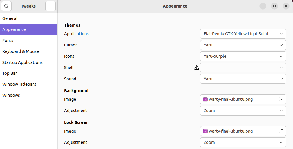 GNOME Tweaks interface