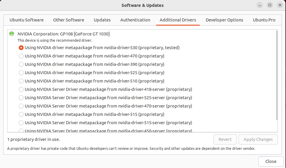 NIVIDIA card driver Ubuntu