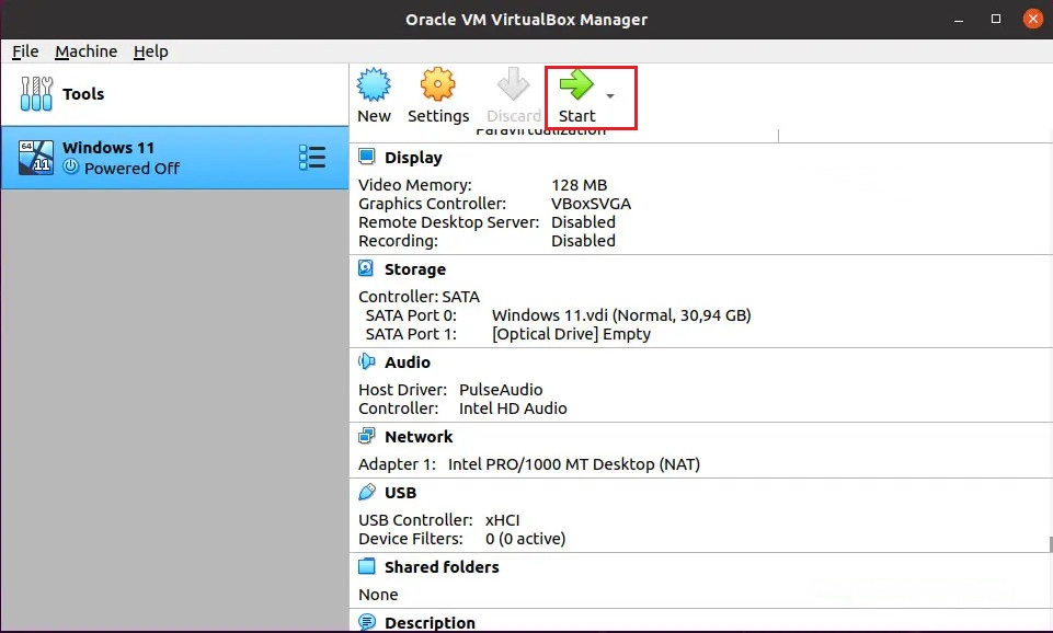 Start button to boot Windows