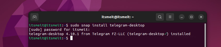 snap install telegram linux