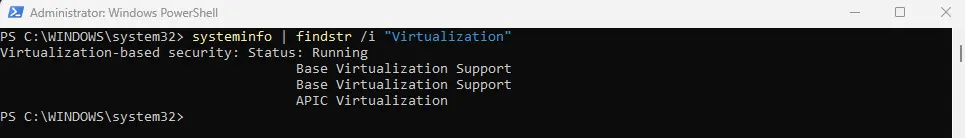Check if virtualization is enabled using CMD