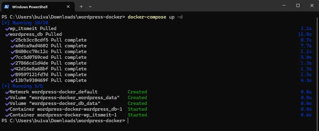 install wordpress using docker
